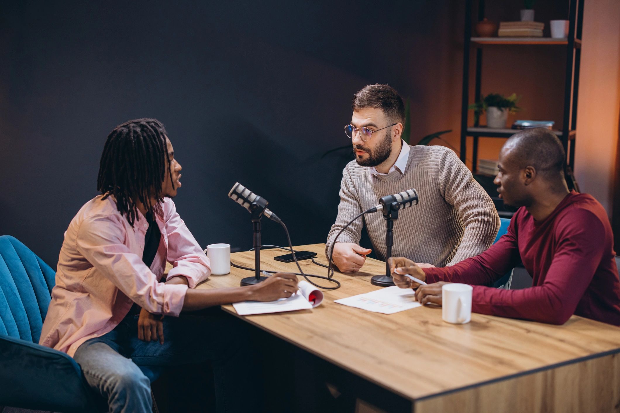 diverse people radio studio